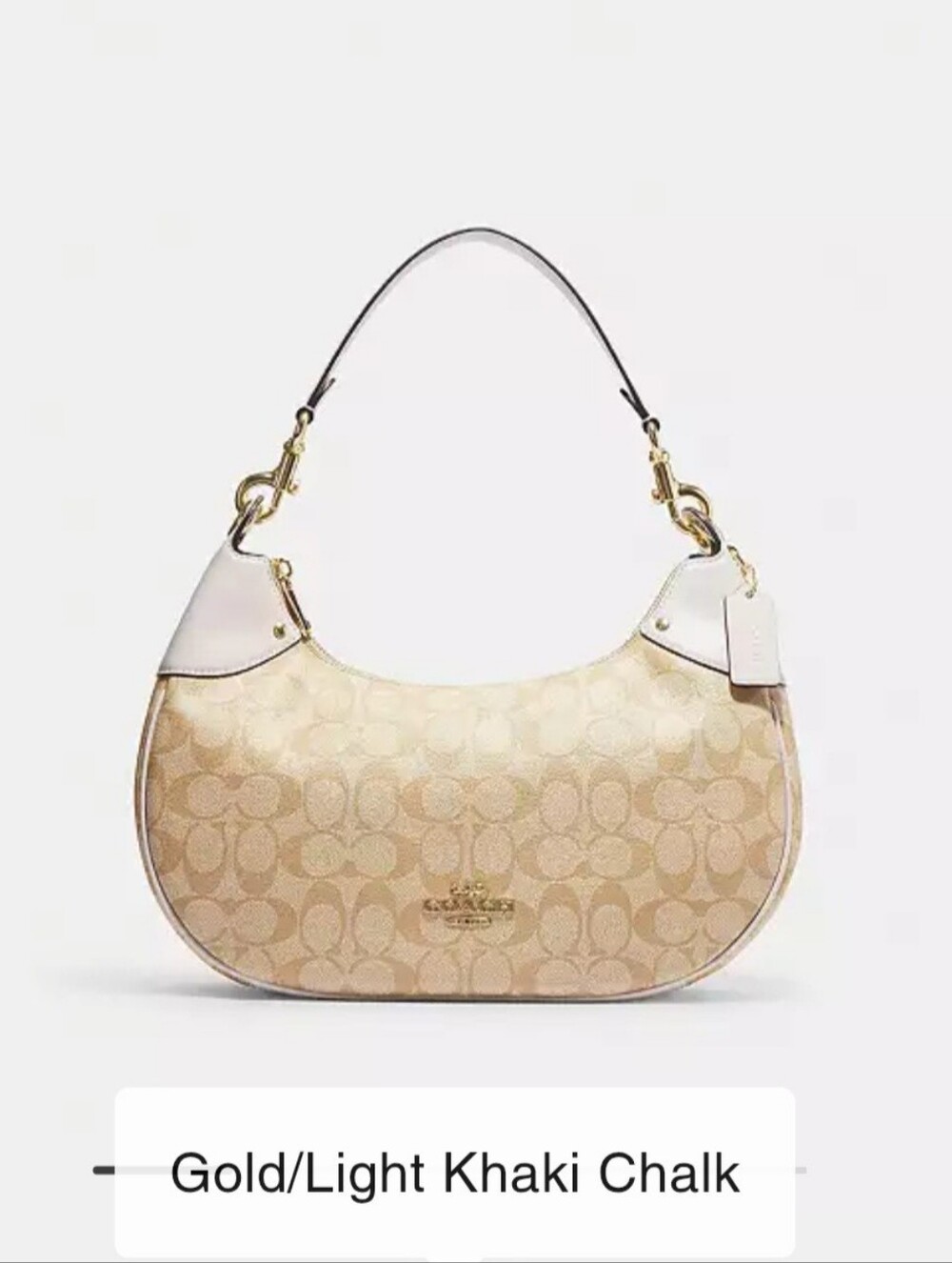 Coach Light Khaki/Chalk Signature Hobo Shoulder Bag